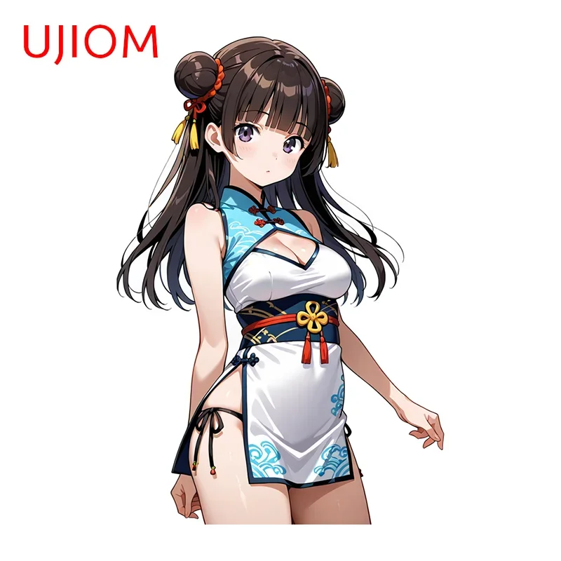 UJIOM Kawaii Artistic Cheongsam Girl Wall Sticker Fashionable Novelty Scratch Proof Picture Decal Attractive Living Home Decor