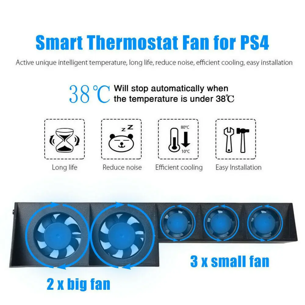 Control for Sony PS4 Game Console Play Station Playstation PS 4 Pro Slim Cooler Cooling Fan DC 5V USB Gadget Controller Remote