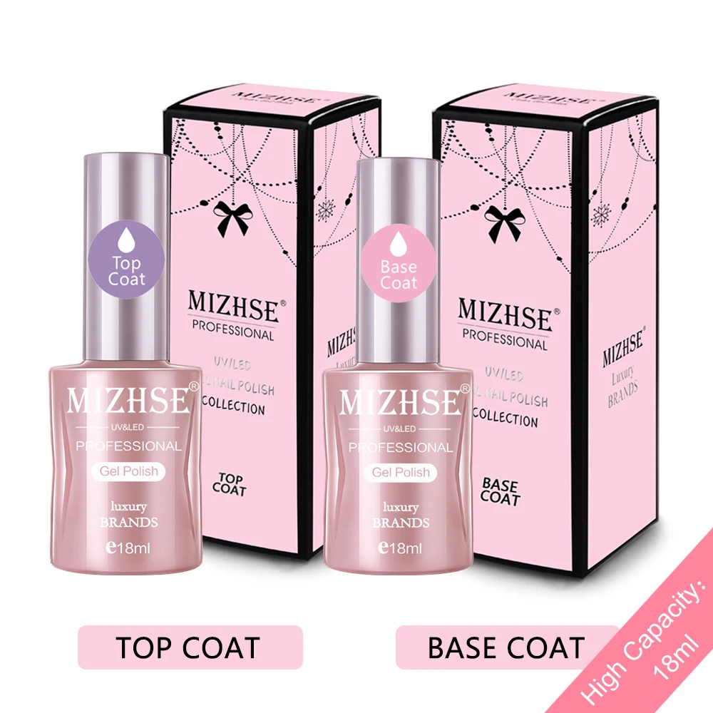 MIZHSE 18Ml ฐานและ Top Coat ยาวนานเจลเล็บ Polish Soak Off UV LED เจล Matte Top coat เล็บเจลเคลือบเงา