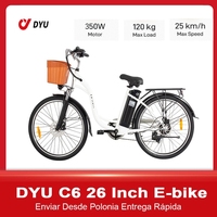 DYU C6 26 Inch Electric Bike 350W 36V 12.5AH Removable Lithium Battery Classic Retro Motorcycle Urban Outdoor Auxiliary E-Bike