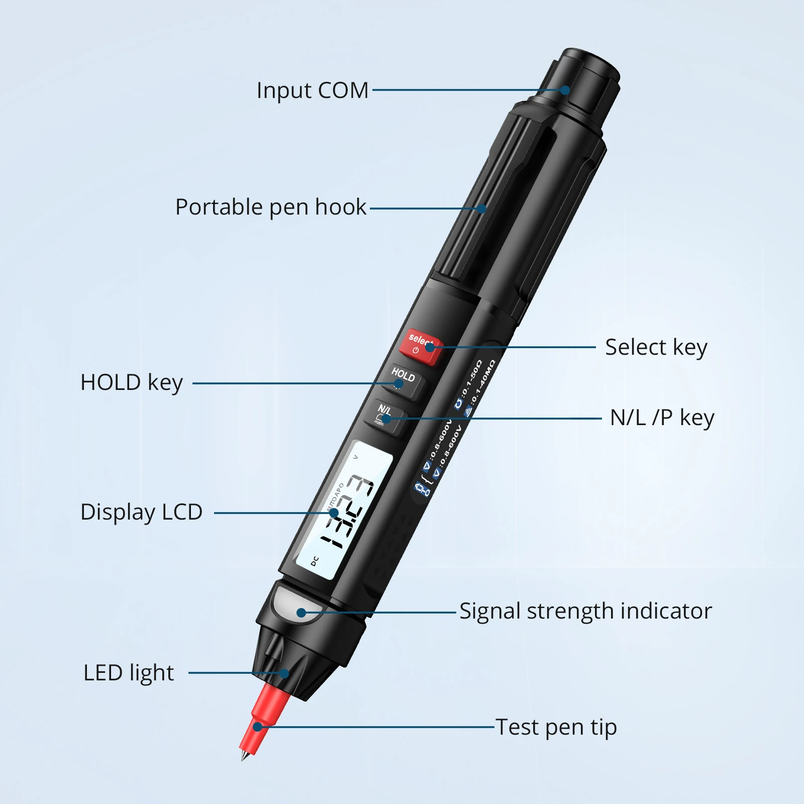 Voltage Tester Non Contact Voltage Tester Pen Type Digital Multimeter 6000 Counts Intelligent Multimeter AC/DC Voltage/Live Wire