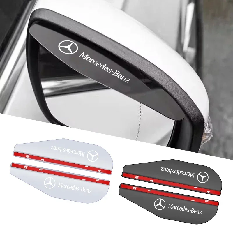 2pc Car Rearview Mirror Rain Eyebrow Visor Sticker Auto Accessories For Mercedes Benz W245 W246 W247 Black B-Class Grand Edition