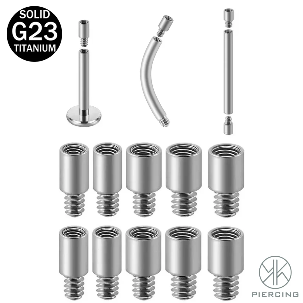 10 Pcs ASTM F136 Titanium Internal Thread Extension Nail for 0.9-1.2mm Threaded Base Skin Surface Barbell Body Piercing