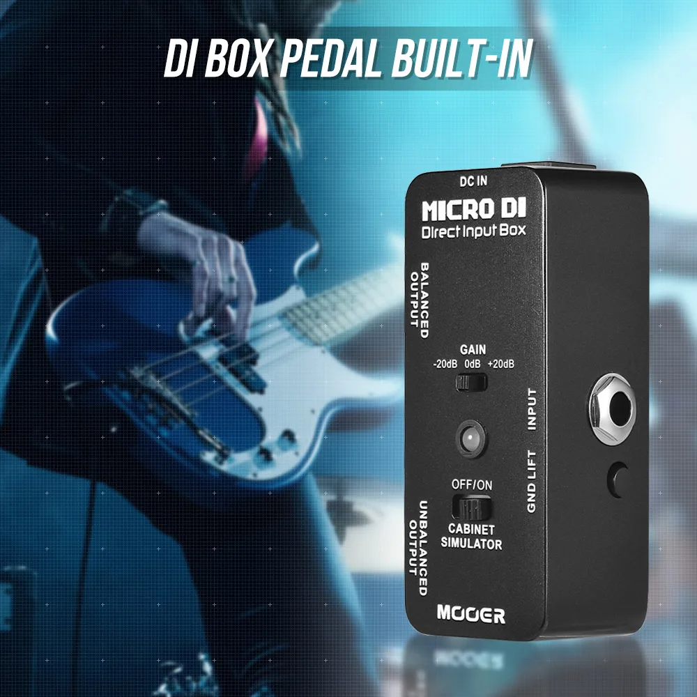 MOOER MICRO DI Cabinet Simulator DI Box Direct Input Box Pedal Full Metal Shell Effect Pedal Maker Guitar Accessories