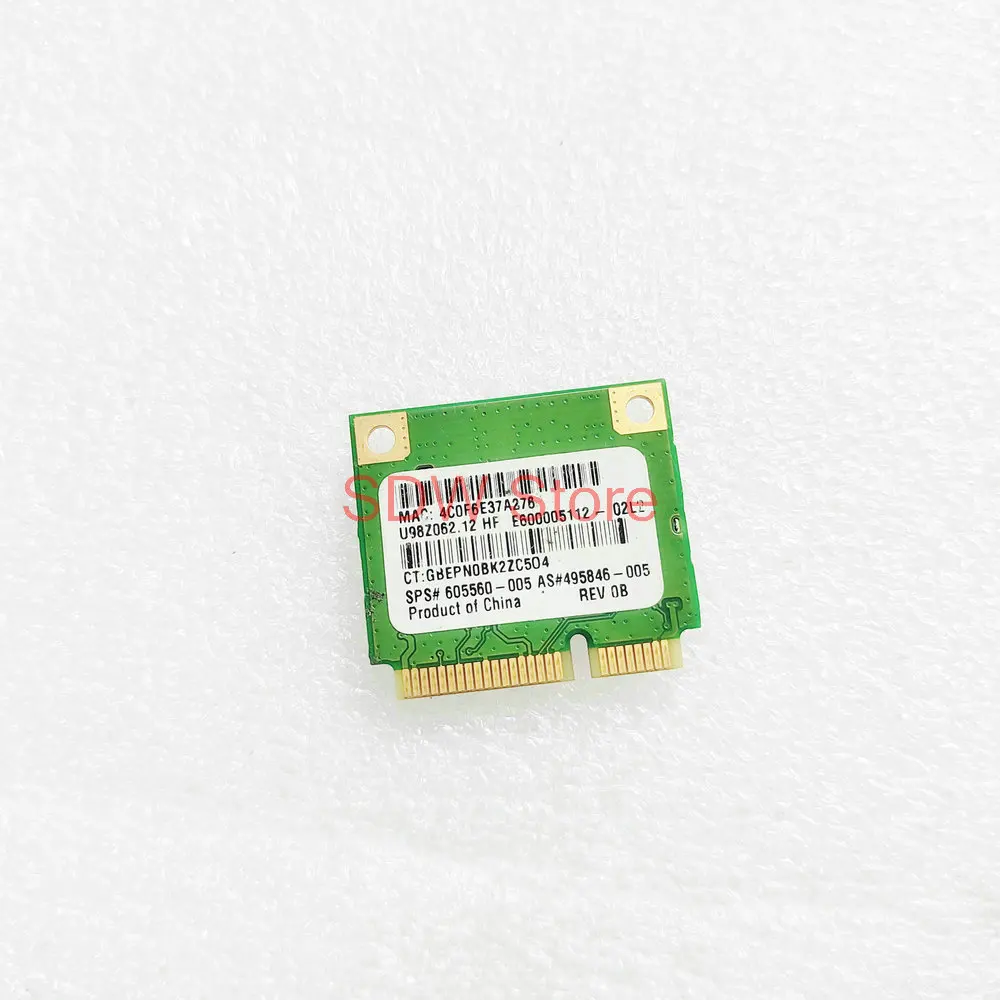For  HP G42 CQ42 G62 CQ62 4520S 4720S SPS 605560-005 AR5B95H AR9285 802.11B/G/N Wireless Wifi Half Mini PCI-E Card