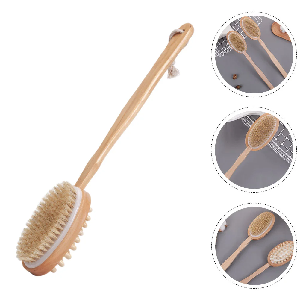 

Wooden Long-handled Shower Brush Lotion Applicator Back Exfoliating Washer for Bath Scrubber Body Cleaning