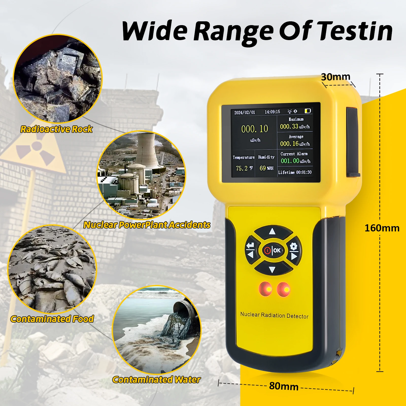 كاشف الإشعاع النووي عداد جيجر، مقياس جرعات الإشعاع الرقمي مع 3 أوضاع إنذار وتوفير البيانات، بيتا جاما المحمولة #6