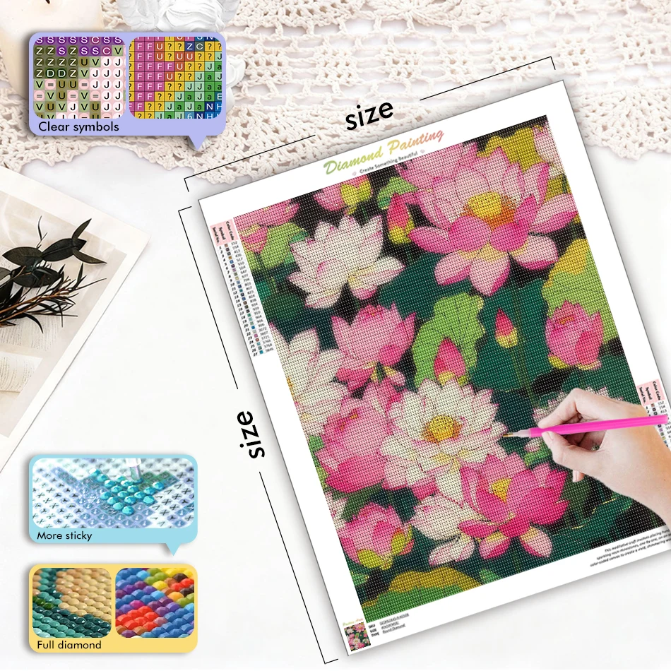 Embroidery Ideas For Bags - CHENISTORY ダイヤモンドペインティングセット フルラウンドドリル 蓮 DIYキット 花柄