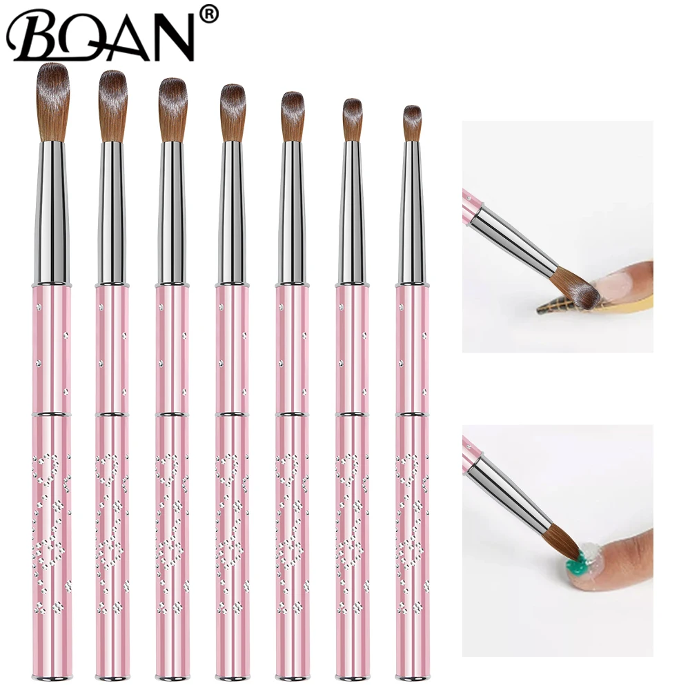 BQAN Kolinsky Acrylic Nail Brush Set 3D Pure Handmade Nail Brushes For Acrylic Application Professional Nail Art Brush #2-#18