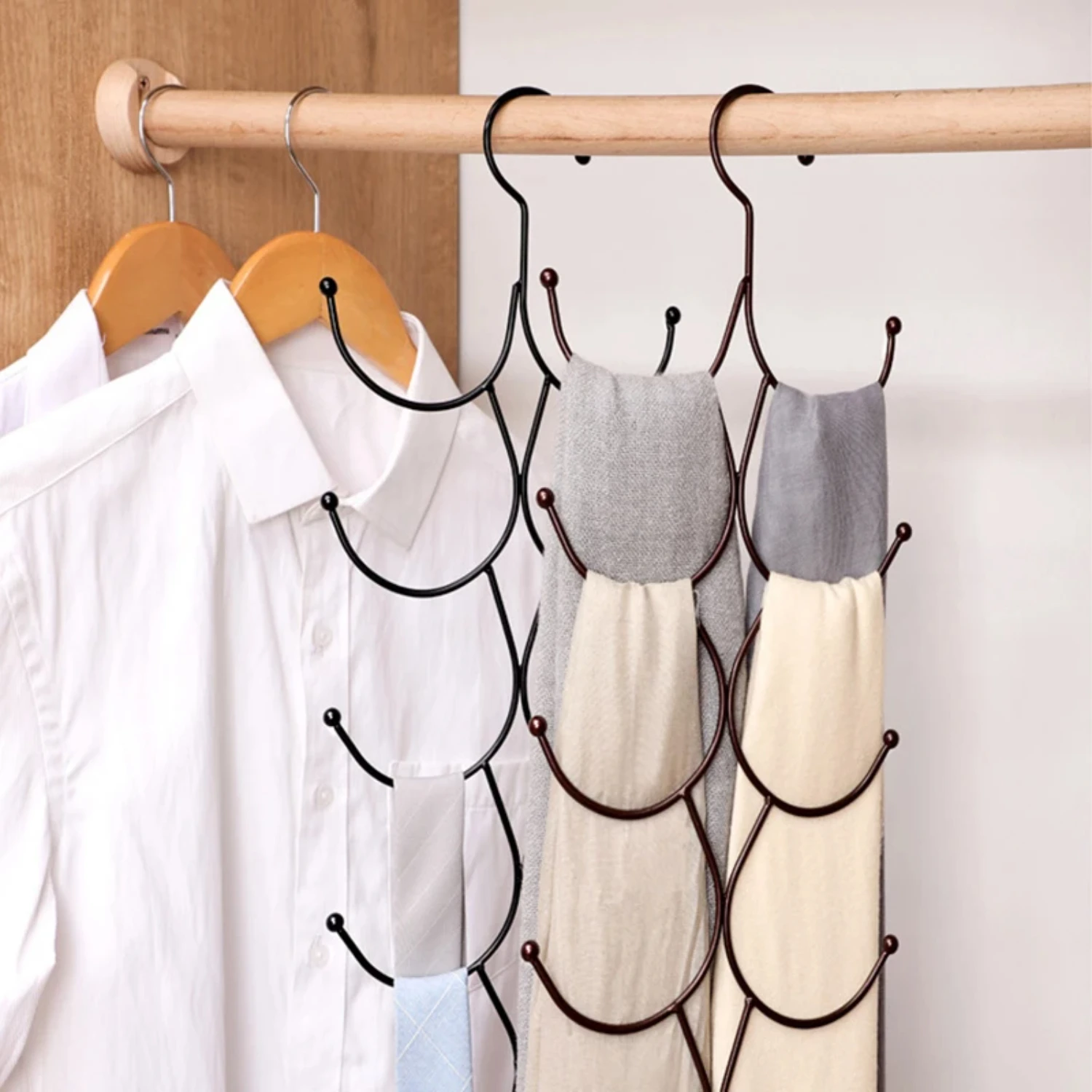 

Iron Multi-Ring Scarf Holder Multilayer Hat Rack Closet Organizers Tie Holder Belt Hanger Clothing Rack Hangers