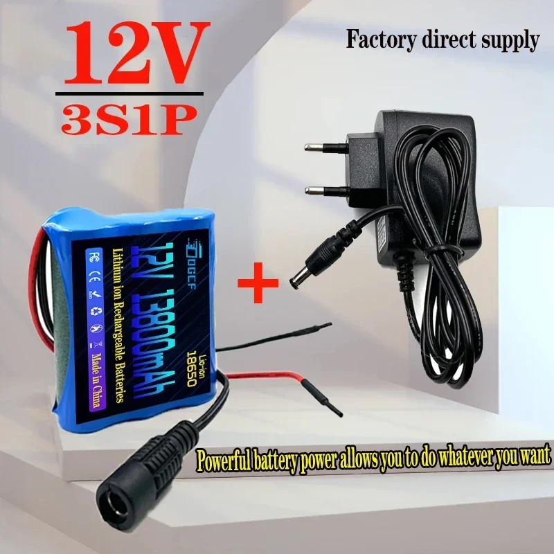 

12V 13800mAh lithium-ion Battery pack 3s 12.6V 11.1v 18650 Rechargeable Battery For Monitor Ups CCTV Camera Battery