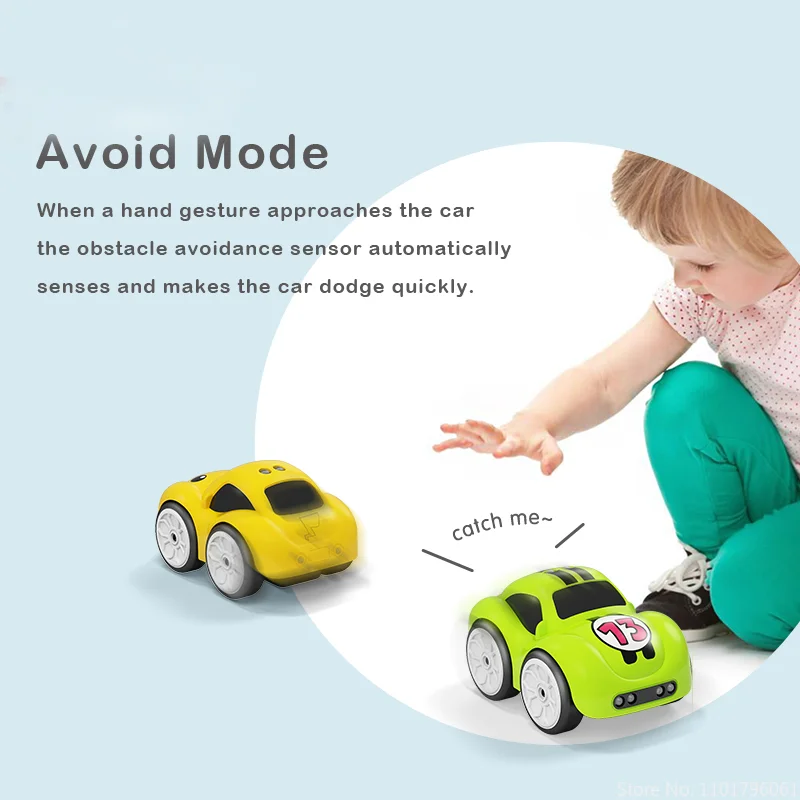 RC Intelligent Sensor Remote Control Cartoon Mini Car Remote Control Electric Car Smart Music Lighting for Boy Children Toy Gift