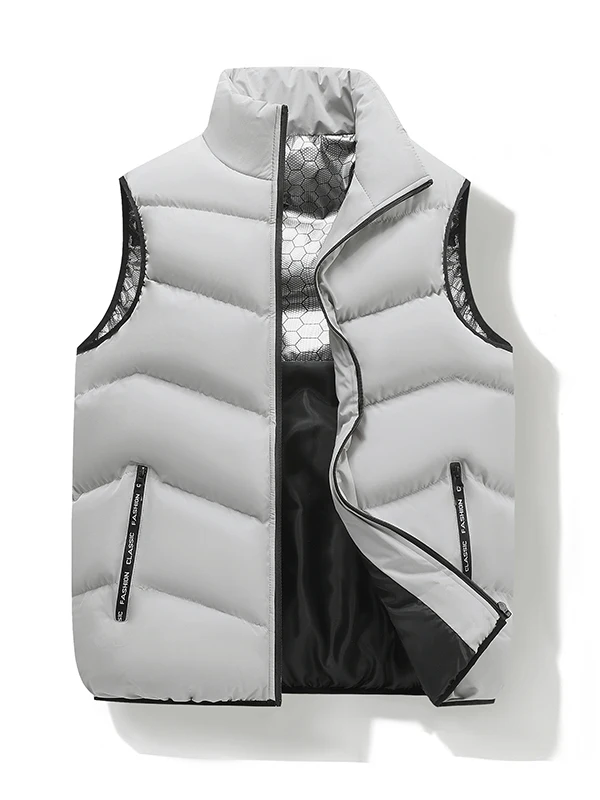 

Thickened Graphene Stand Collar Vest Men's Zipper Pocket Waterproof Warmth Outerwear Pure Color Autumn Winter Jacket