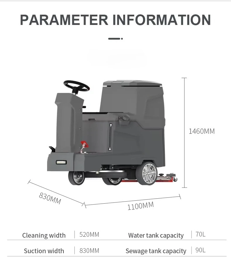 Heavy Duty Ride on Road Sweeper Machine Industrial Electric Floor Sweeping Machine Commercial Street Cleaner Equipment