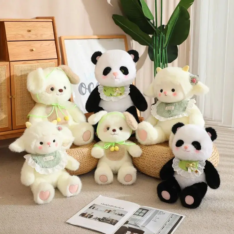 

Lamb Panda Bear Plush Toys with a Bib and Puppy Dog Plush with a Raincoat Stuffed Animal Plushies Soft Cuddly Perfect for Child