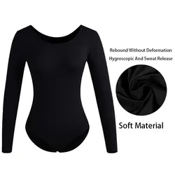 Women Basic Ballet Nylon Dance Leotard Long Sleeve leotards for Adult Train Top Soft and Skin Friendly Ballet Clothes Bodysuit