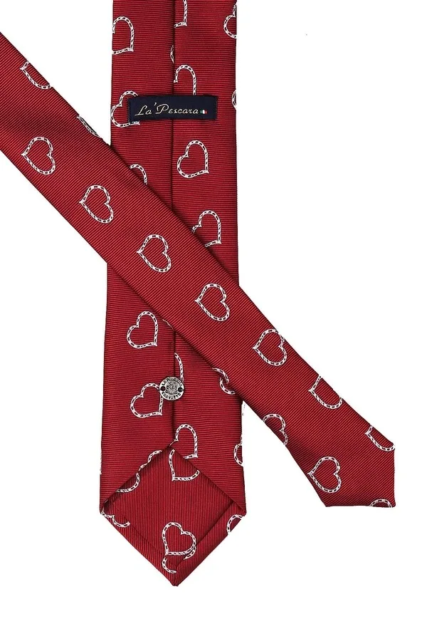 Red Heart Pattern Slim Tie SK7087