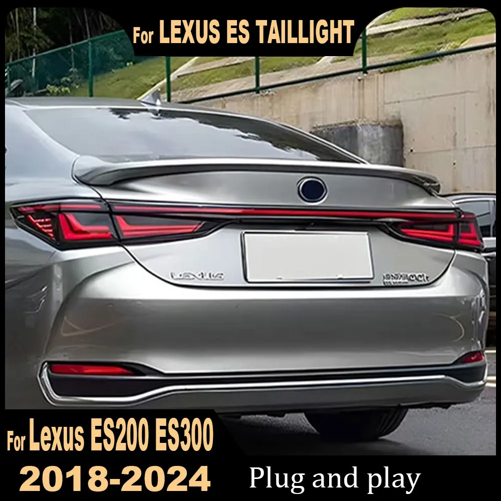 Car Tail Lights For Lexus ES 2018 2019 2020 2021 2022 2023 2024 Through Tail Lamp Dynamic Turn Signal Light Tail Lamp Assembly