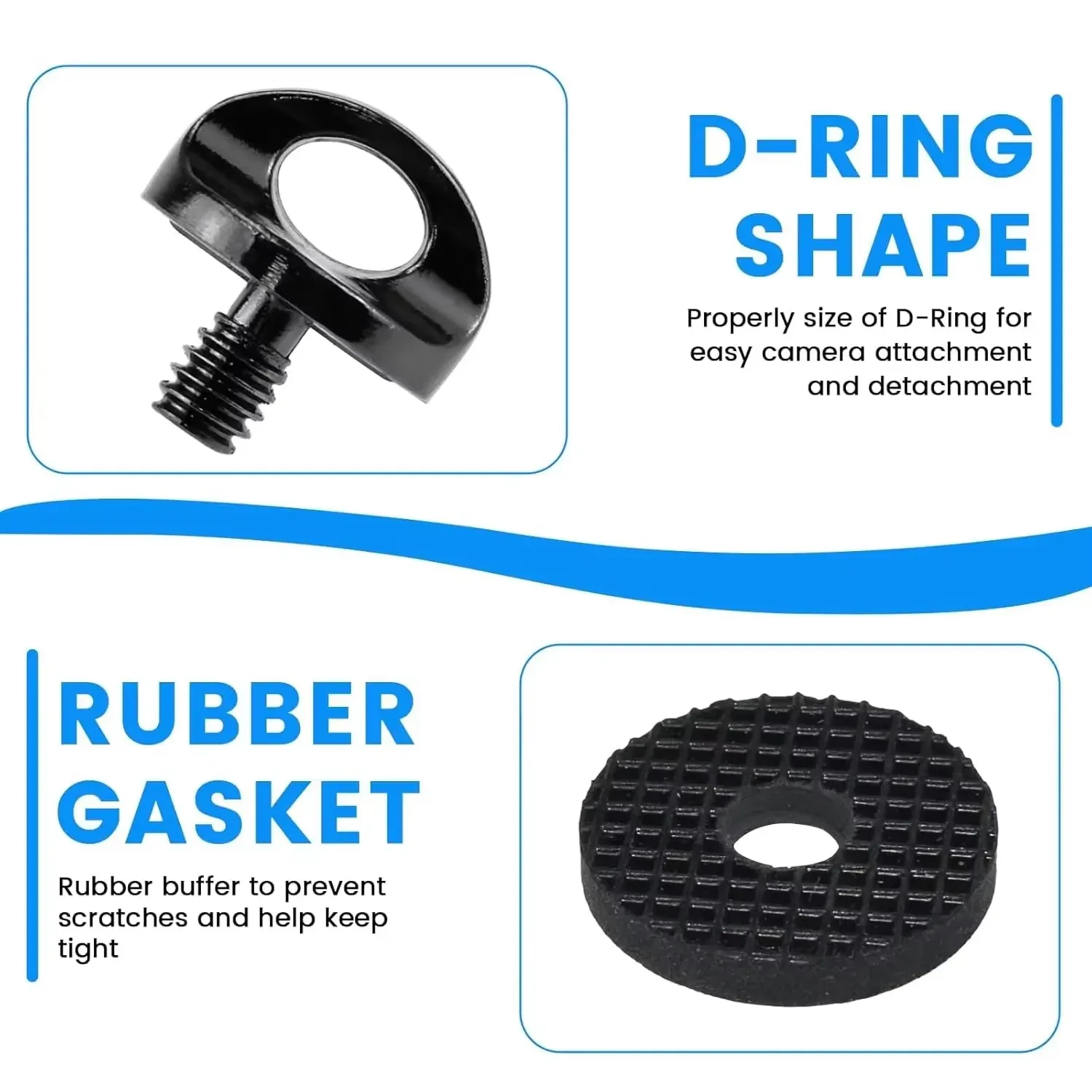 1-6pcs Universal 1/4" Camera Screw with Rubber Washer Aluminum Alloy Camera Fixing Screw for Quick Release Wrist Strap Sling - view 3