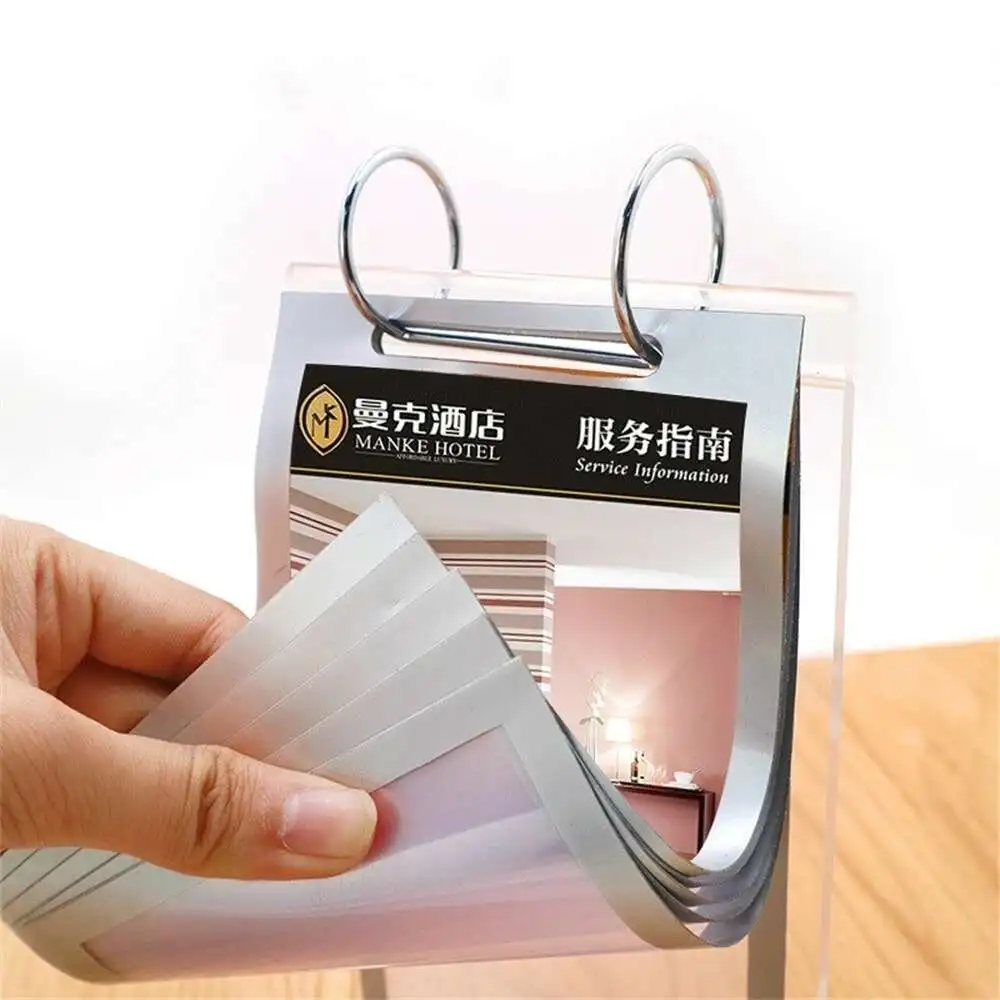 A4 Acrylic Pages Turning Menu Paper Sign Holder Stand Restaurant Table Price Label Listing Card Frame Display Racks