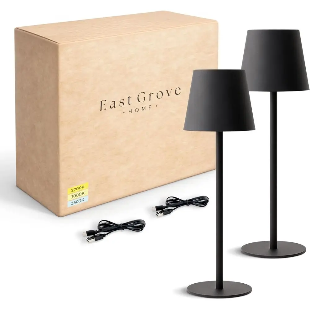 Lampe de bureau rechargeable Versa LED USB-C, batterie 5200 mAh, 3 modes de couleur, commande tactile, hauteur réglable, noir (paquet de 2)