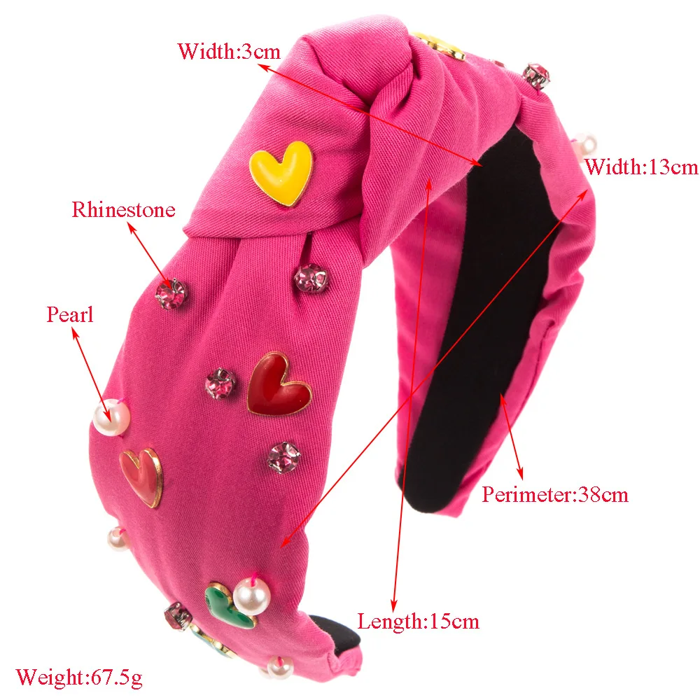 Colorful Mini Heart Embellished Headband Pastel Stone Beaded Hairband Cute Spring Summer Travel Styling Headwea view 2