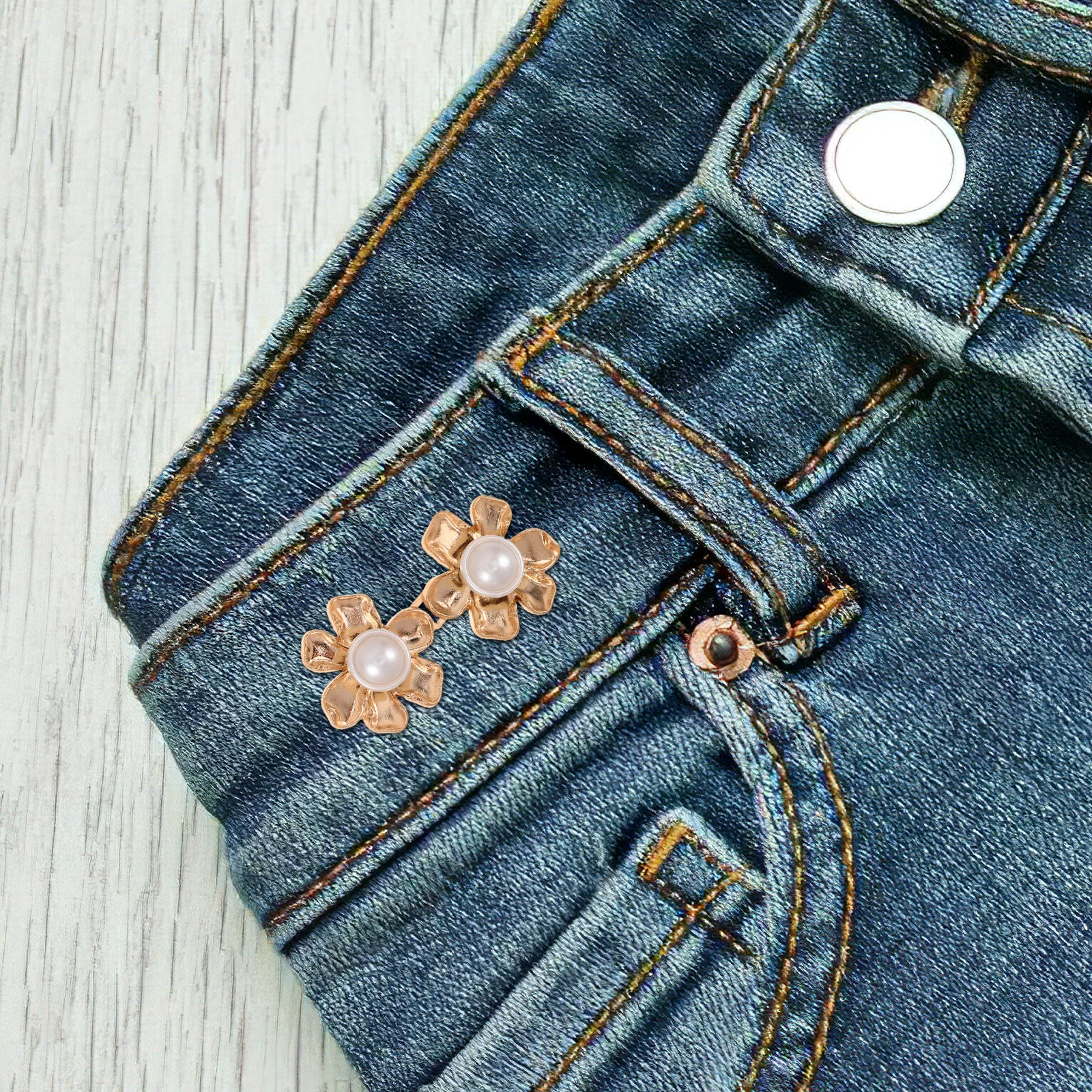 5 pares calças apertador de cintura flor botão ajustável jeans cintura clipe sem costura ajustador de cintura apertando calças soltas fixador