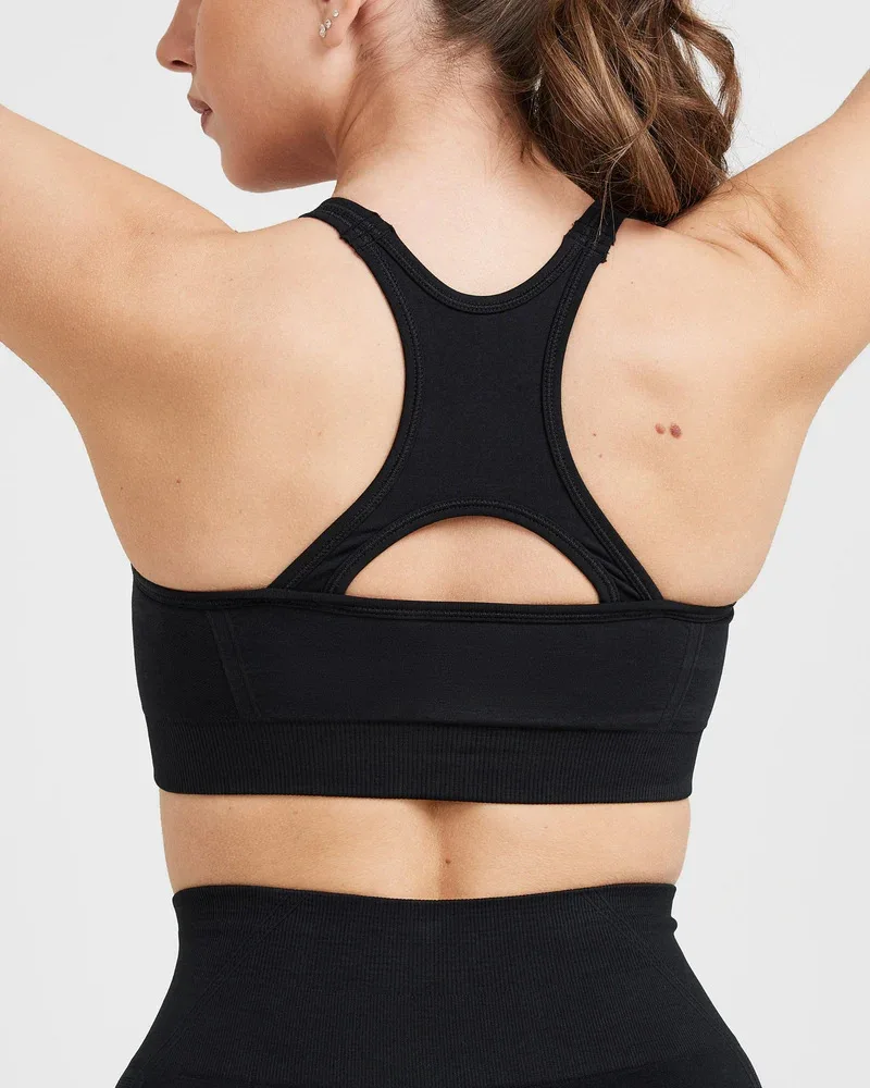 ENYFD Seamless High Neck Bra Women's Easy Racerback Sports Cropped Top Gym Yoga Heightening Workout Vest Breathable Sportswear