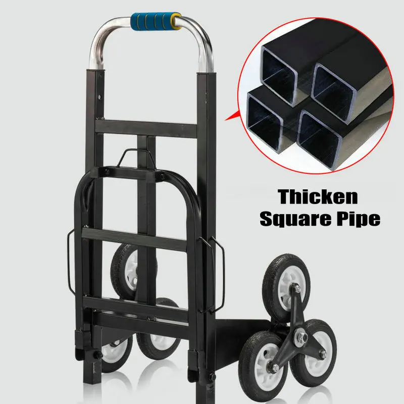 Portable Stair Climber Cart, 6 Rubber Wheels Folding Wagon, Household Shopping Trolley Steel Pipe Hand Truck