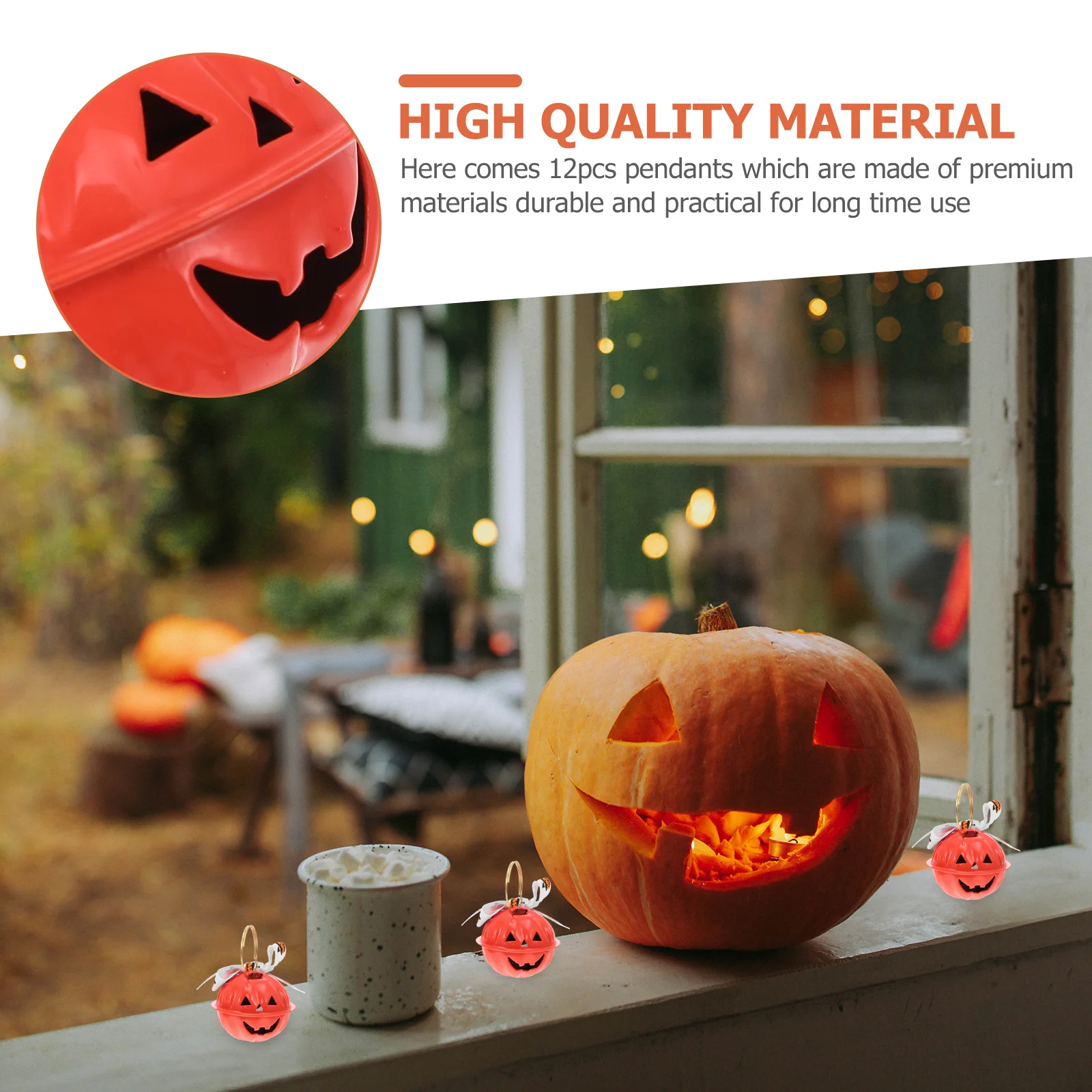 

12 шт., подвески в виде тыквы на Хэллоуин, прочный прочный материал, 3D колокольчик, украшение, маленький изысканный реквизит для вечеринки