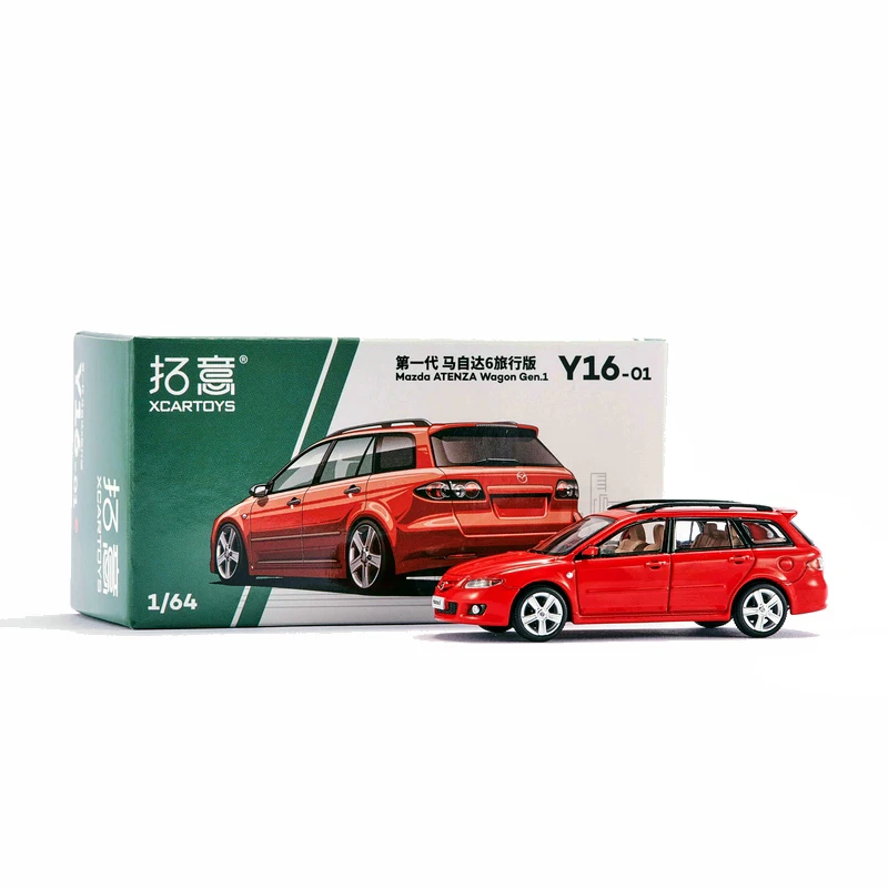 Diecast Original 1:64 Scale Mazda 6 Wagon Travel Version Simulation Alloy Model Display Collectible Gift Souvenir Decoration