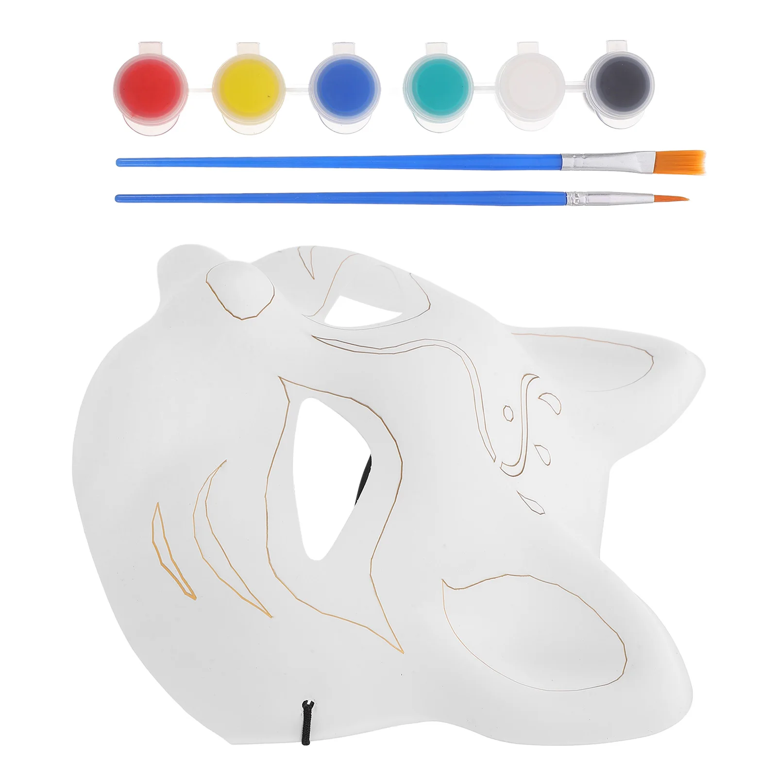 

Cat Mask Diy Blank Animal White Drawing The Fox Masks to Decorate Paint