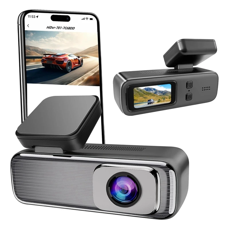 Kamera dasbor mobil 1080P ringkas dengan layar IPS 1,47 inci, parkir 24 jam, Rekam Loop, perekam DVR g-sensor
