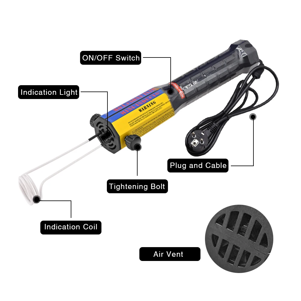 Flameless Induction Heater Bolt Heat Remover Tool Kit with 8 Coils 110V/220V 1000W Magnetic Induction Heater Car Repair Tool