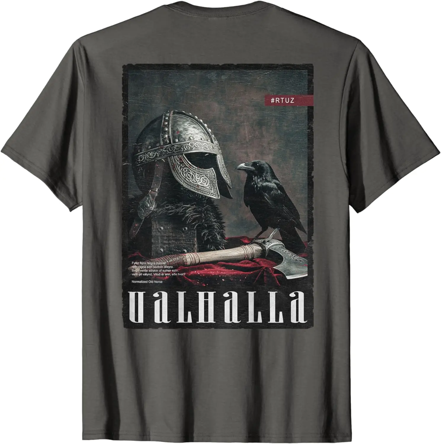 Valhalla  Runes Helmet  Backprint  T-Shirt
