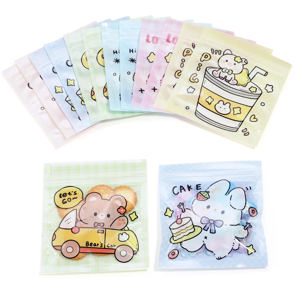 20pcs/lot 10x11cm Cartoon Animal Self Sealing Bag For Storage Of Jewelry Miscellaneous Items Snacks Stickers Accessories