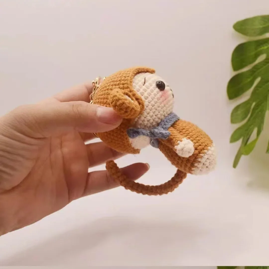 Cute Monkey Handwoven DIY Material Bag Knitting Yarn Keychain Pendant Cartoon Doll Decoration Couple Gift Knit Crochet Supplies