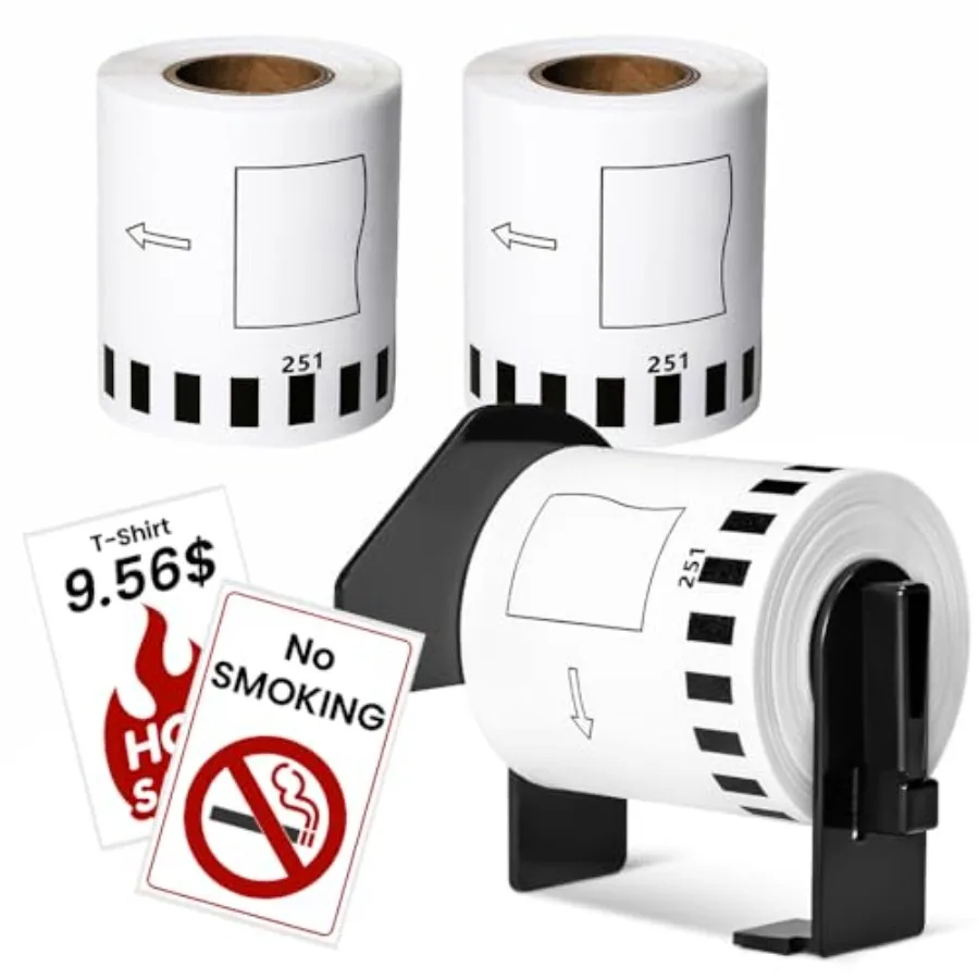 

Совместимые этикетки DK-2251 для Brother, 2/7 дюйма x 50 футов, черные/красные на белом фоне, непрерывная бумага, DK2251 для QL-800 QL-810W QL-820NWB