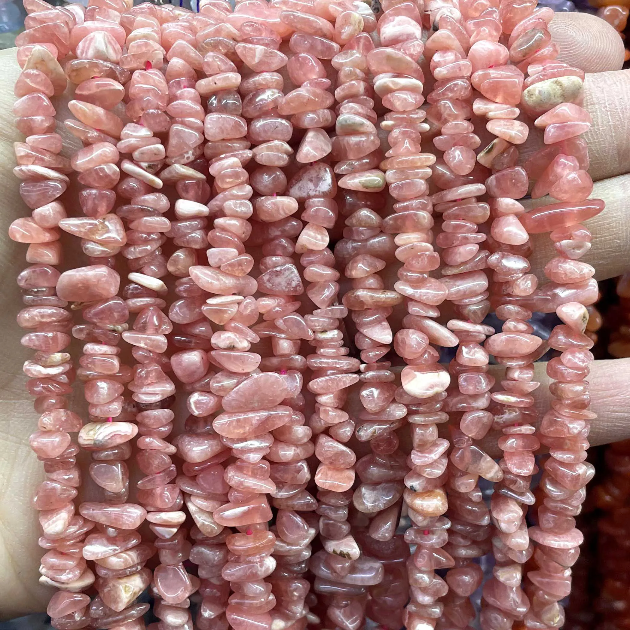 5-8MM Irregular Natural Argentina Rhodonite Freeform Gravel Stone Chips Spacer Beads For Jewelry Making DIY Bracelet Accessories