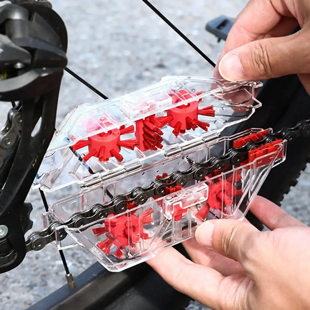 Portable Bicycle Chain Cleaner Bike Brushes Scrubber Wash Tool Mountain Cycling Cleaning Kit Outdoor Accessory