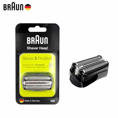 Braun 32B Shaver Head Foil Cutter Cassette Black Men's Electric Shaver Replacement Blade for 3000s 3010s 3040s 3050cc 3070cc