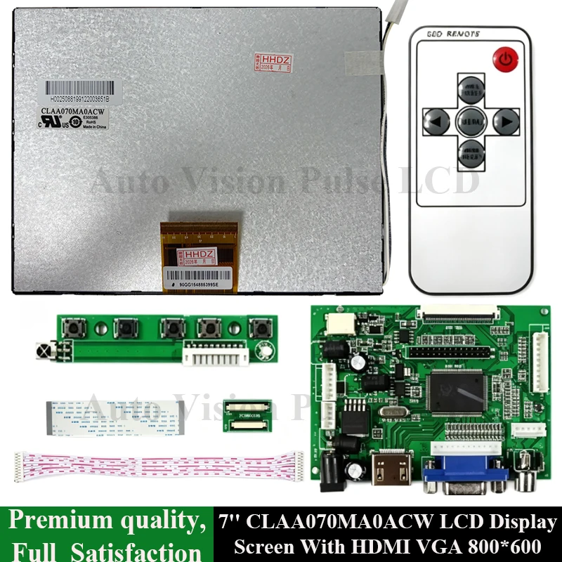 CLAA070MA0ACW Original 7 Inch 800*600 4:3 LCD Screen Compatible HDMI VGA Control Driver Board Monitor Panel LCD Display Screen