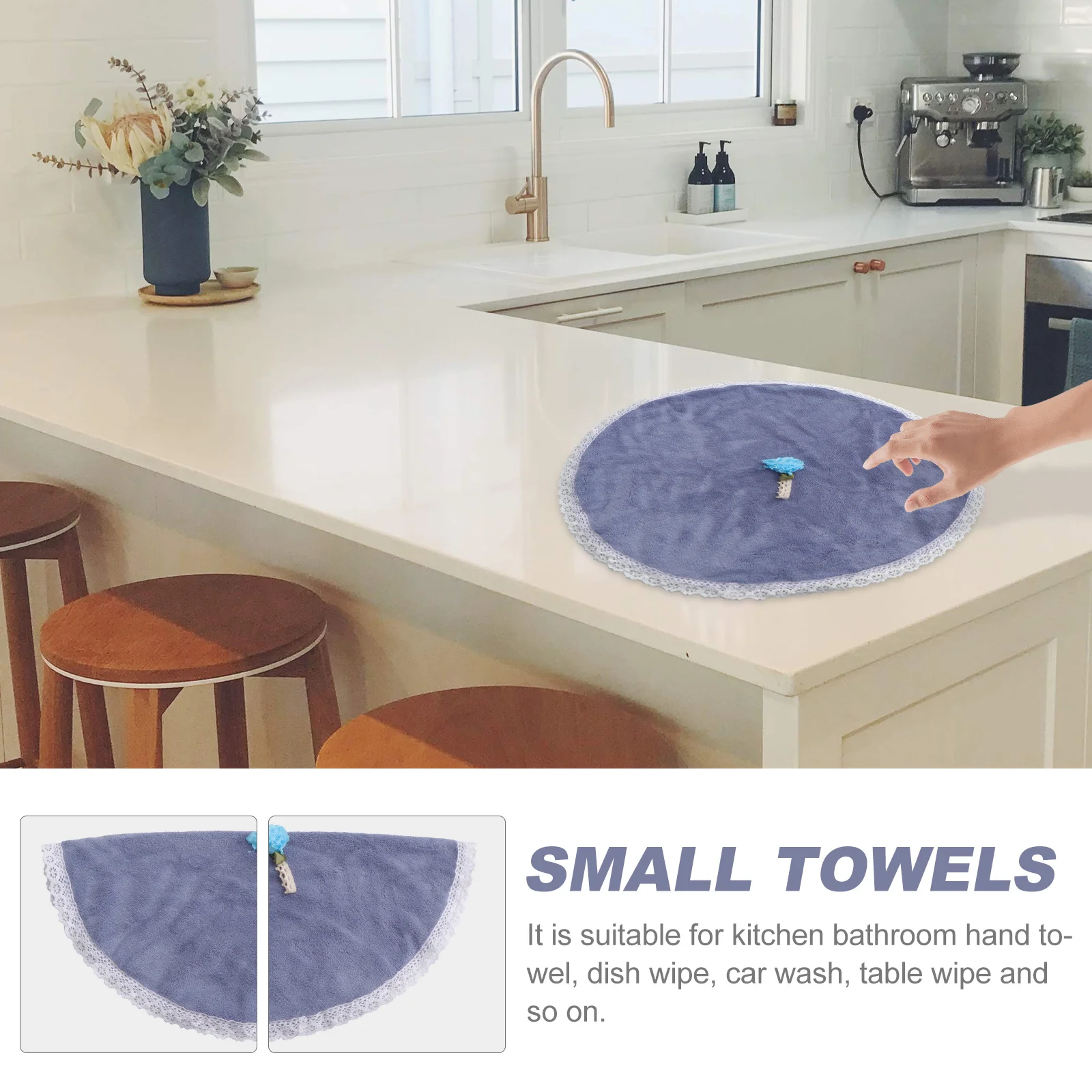 2 قطعة مناشف اليد المستديرة المرجان الصوف لينة ماصة التجفيف السريع المطبخ معلقة منشفة منشفة امتصاص الماء الصغيرة #6