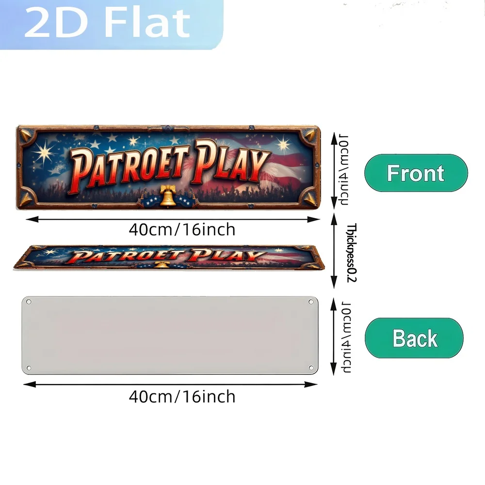 2D Flat,1pc ''Patroet Play' Sign' Aluminum Sign, Vintage Wall Decor for St. Patrick's Day, Ranches, Western Themed Rooms