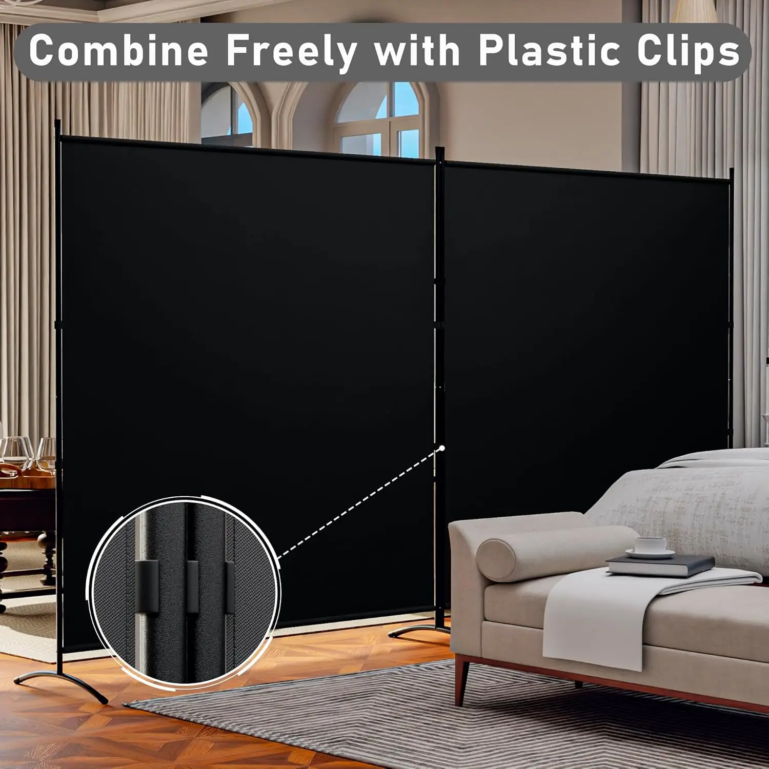 Large 2-Panel Room Divider Screen, 126''W x 71''H Portable Privacy Partition for Office, Home & School