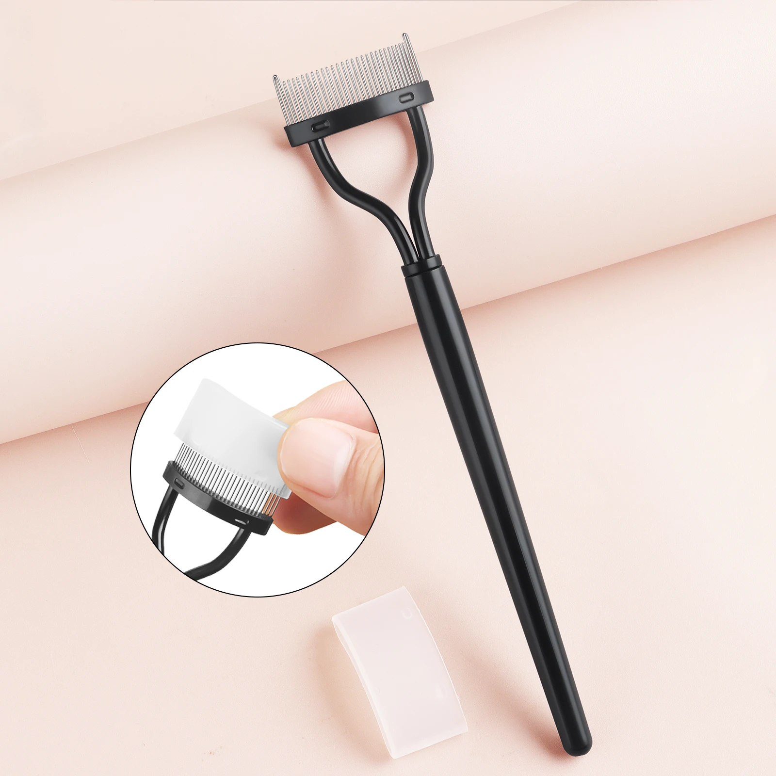 Modelador de cílios de aço inoxidável, separador de cílios dobrável, escova de metal, pente, rímel, curvatura, beleza, maquiagem, ferramenta cosmética