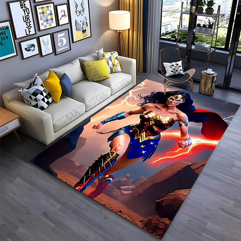 DC Wonder Woman Area Carpet,Living Room and Bedroom Household Items, Children's Room Sofa Mat, Doormat Floor Anti-slip Rug, Gift