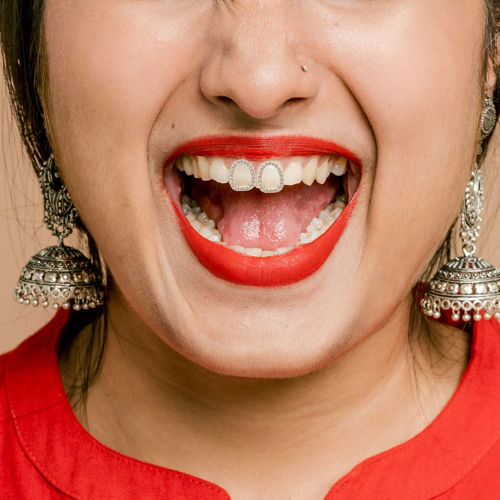 1 مجموعة الهيب هوب الأسنان شواء مطلية بالذهب النحاس المعبرة واحدة الأسنان قبعة مجوهرات للرجال النساء بلينغ مغني الراب اكسسوارات الطرف