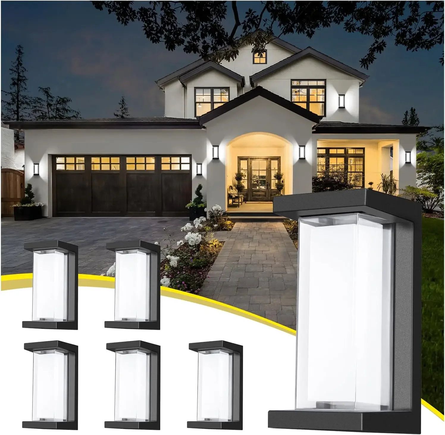 Наружные светильники 18 Вт, 6 шт., приятные для бюджета наружные светильники для крыльца, современные черные бра, настенное крепление, 1800 лм, 6000 К I