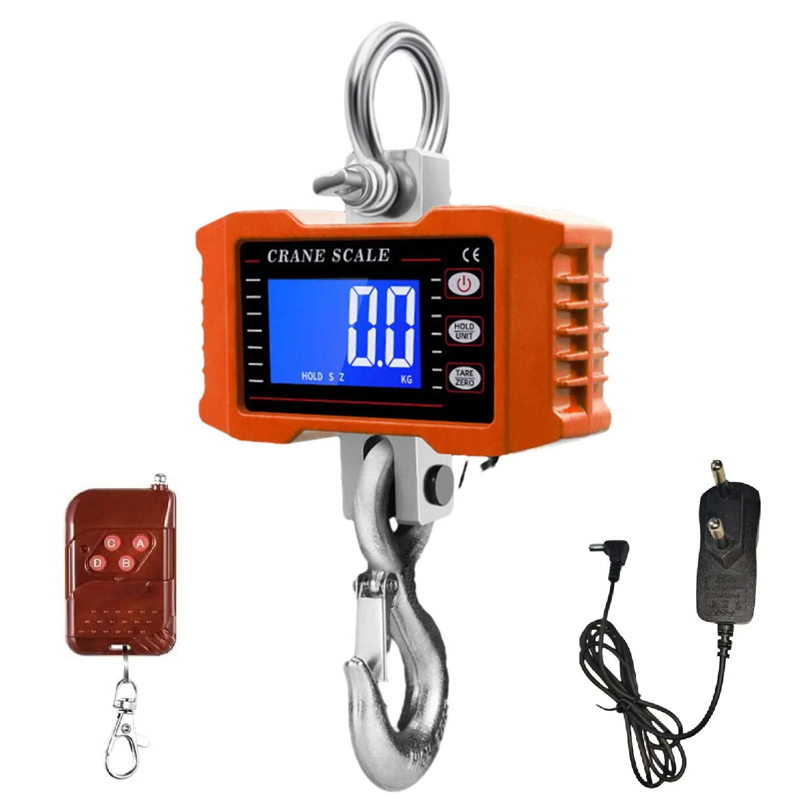 LCD Digital Hanging Scale Crane Hook Scale 1000kg Industrial Crane Scale Charged Digital Hanging Scale Remote Control Charger